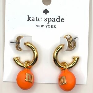 M&M'S Candy Kate Spade NY  Limited Edition Orange Hoop Charm Huggie Earrings NWT